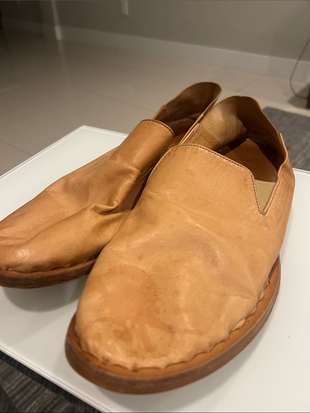 Officine Creative Men's Leather Slip-Ons in Light Tan
